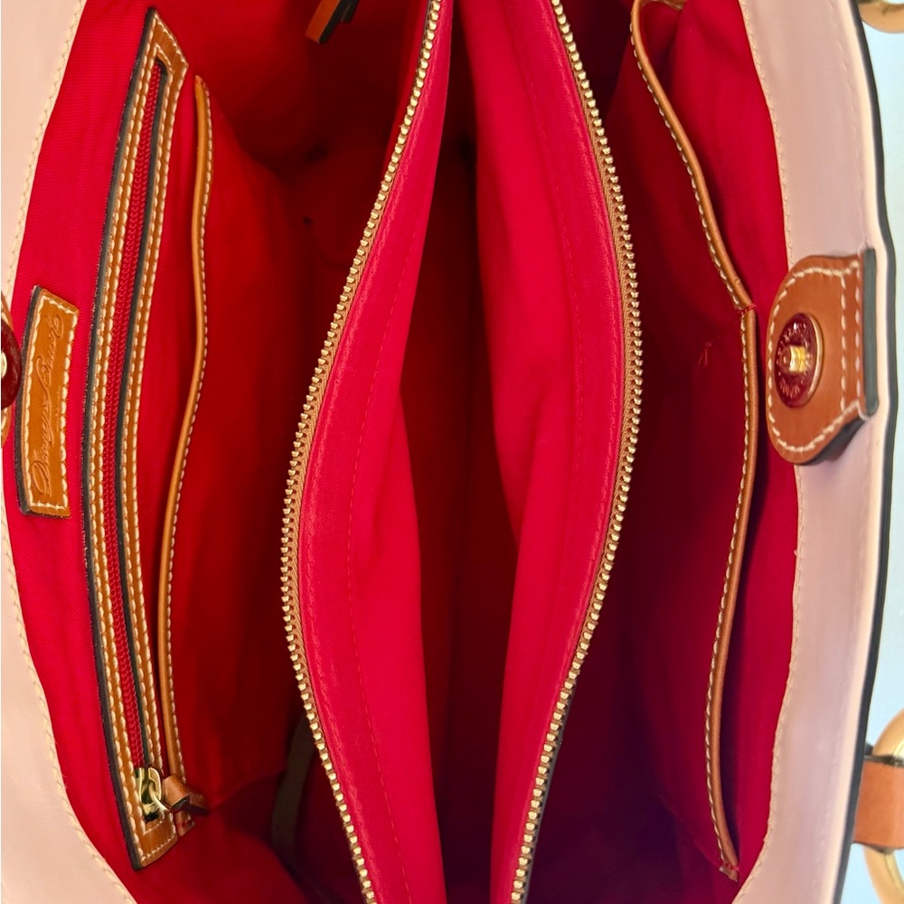 Dooney & Bourke Blush Pink Leather Tote with Brown Braided Handles - Picture 4 of 5